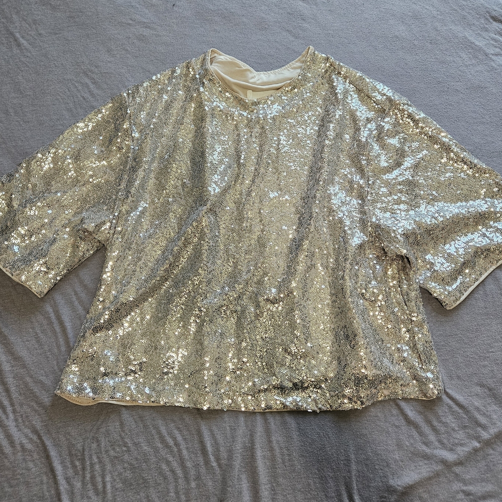 H&M Gold Sequin Oversized T-Shirt